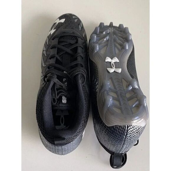 Men's Sz 12.5 Under Armour Spotlight UA Football Cleats Black 3023963-001 NEW - Picture 7 of 9